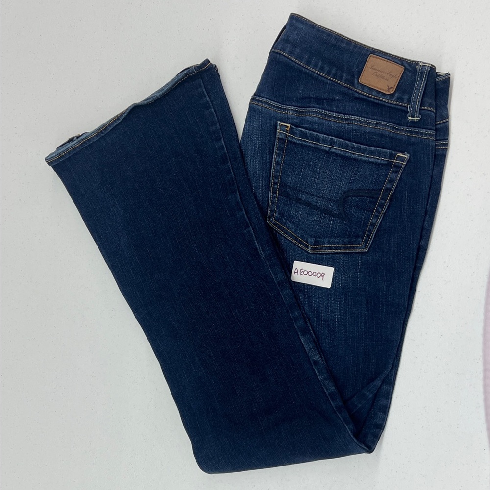 American Eagle Outfitters Women's Dark Blue Straight Leg Jeans Size 12